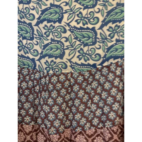 Calypso St Barth Tiered mixed print lined Cotton maxi full Skirt blue brown sz S - Picture 3 of 13